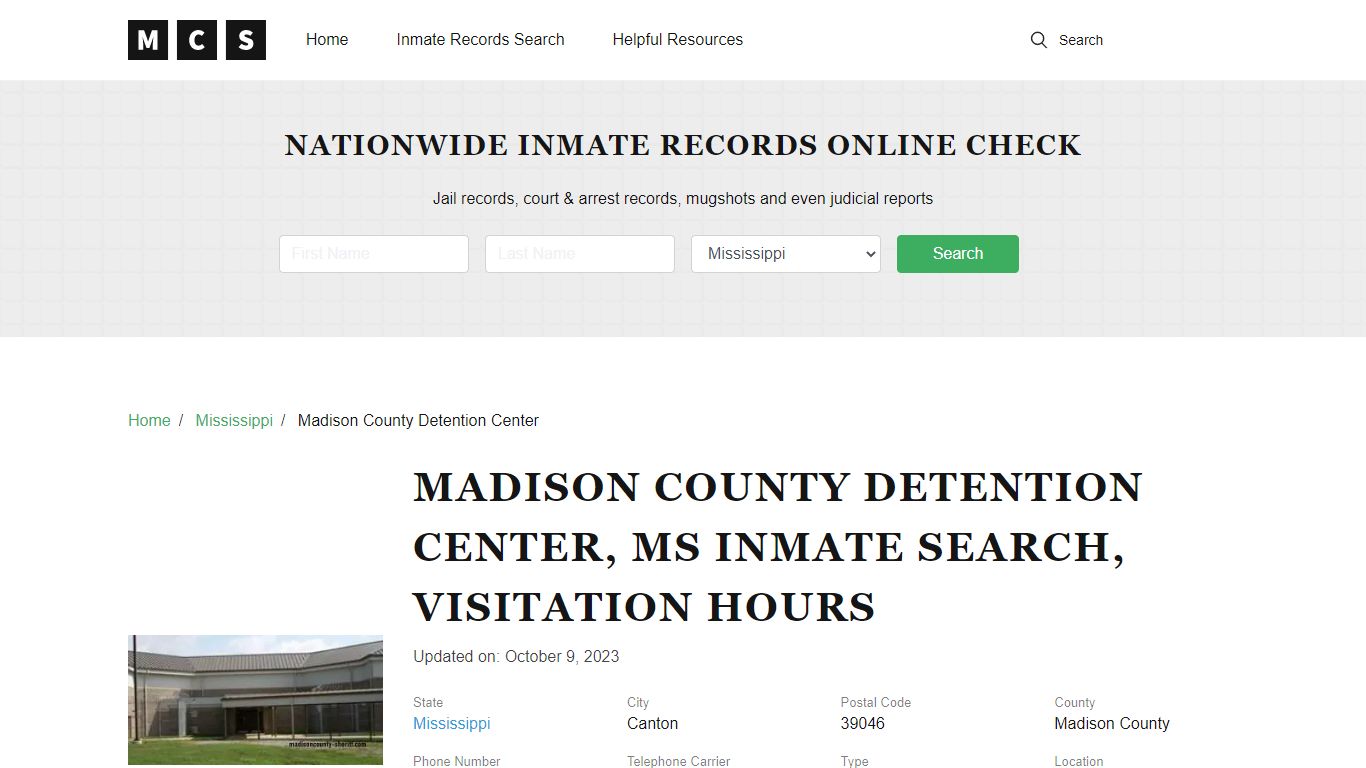 Madison County, MS Jail Inmates Search, Visitation Rules